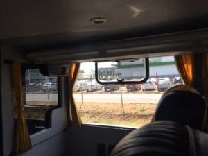 Broken bus window